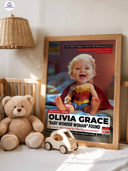 Custom Baby Wonder Poster – Personalized Baby Girl Hero Wall Art